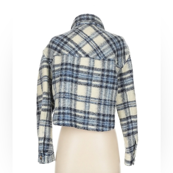 ZARA plaid wool blend cropped shirt jacket shacket - Picture 2 of 5
